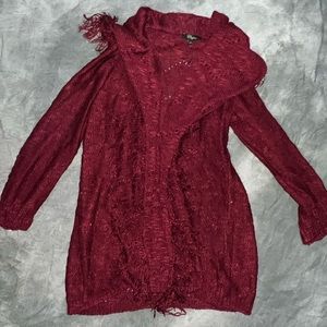 Cupio burgandy cardigan size XL